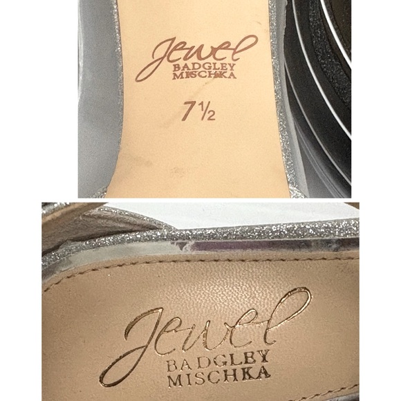 Jewel Badgley Mischka Silver Raleigh Rhinestone Ankle Strap Pumps Size 7.5 - Picture 9 of 12